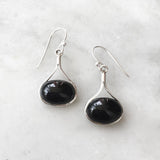 BLACK ONYX DROP SILVER EARRING - SILBERUH