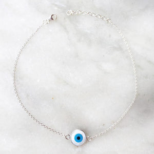 EVIL EYE MOTHER OF PEARL ANKLET - SILBERUH