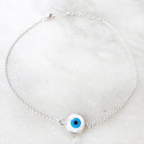EVIL EYE MOTHER OF PEARL ANKLET - SILBERUH