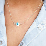 EVIL EYE MOTHER OF PEARL SILVER NECKLACE - SILBERUH