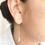 Half Moon Threader Silver Earring