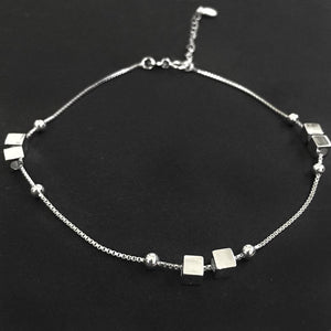 BLOCKS SILVER ANKLET - SILBERUH