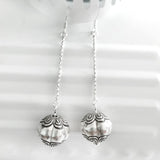 DHOLKI CHAIN SILVER DROP EARRINGS - SILBERUH