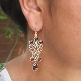 GARNET FILIGREE SILVER EARRING - SILBERUH