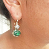 MALACHITE & RAINBOW MOONSTONE SILVER EARRING - SILBERUH