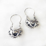 HEART SILVER BALI HOOP EARRING - SILBERUH