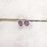 AMETHYST FACETTED OVAL SILVER STUD - SILBERUH