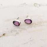 AMETHYST FACETTED OVAL SILVER STUD - SILBERUH