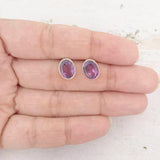 AMETHYST FACETTED OVAL SILVER STUD - SILBERUH