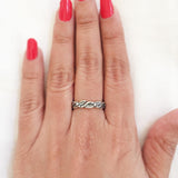 LEAVES SILVER BAND RING - SILBERUH