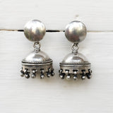 Polished 925 silver jhumka earrings handcrafted in solid sterling silver
