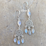 Rainbow Moonstone Dreamcatcher Silver Earring