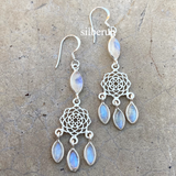 Rainbow Moonstone Dreamcatcher Silver Earring