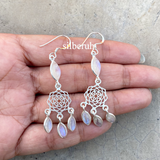 Rainbow Moonstone Dreamcatcher Silver Earring