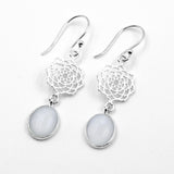 Rainbow Moonstone Jali Silver Earring