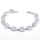 Rainbow Moonstone Rectangular Silver Bracelet