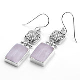 Rose Quartz Jali Silver Earring