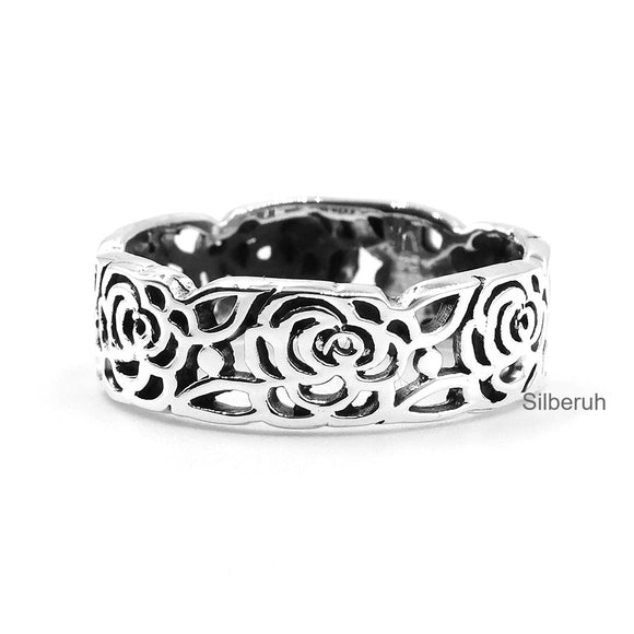 Rose Silver Band Ring