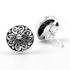 Round Jali Silver Stud