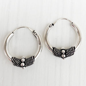 Silver Bali Hoop Earring