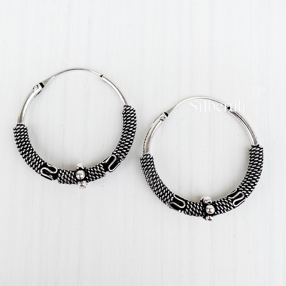 Silver Banjara Bali Hoop Earring