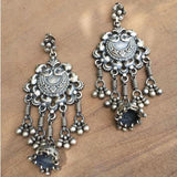 Statement peacock silver earrings handcrafted in 92.5 sterling silver