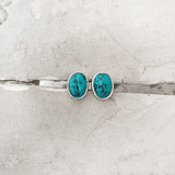 TURQUOISE OVAL SILVER STUD - SILBERUH