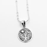 Tree of Life Crescent Moon and Sun Silver Pendant