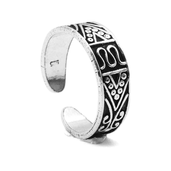 Tribal Silver Adjustable Toe Ring