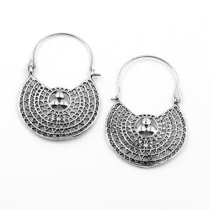 Tribal Silver Hoop Earring