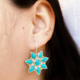 Turquoise Flower Silver Earring