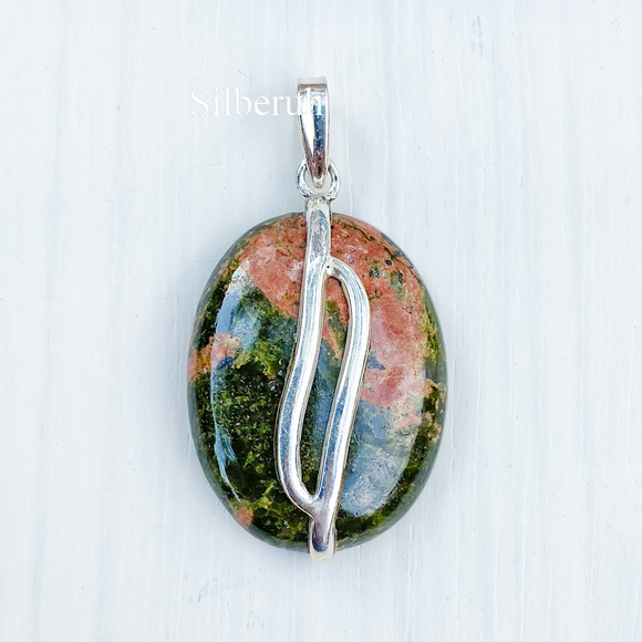 Unakite Oval Silver Pendant