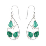 GREEN ONYX SILVER LEAF EARRING - SILBERUH