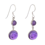 ROUND AMETHYST SILVER EARRING - SILBERUH