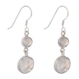 ROUND RAINBOW MOONSTONE SILVER EARRING - SILBERUH