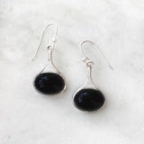 elegant black onyx drop earrings oval design
