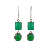 natural green onyx silver earrings minimalist handcrafted design