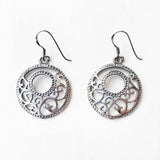 handcrafted jali pattern silver earrings