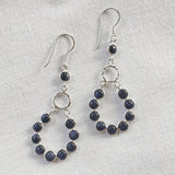 lightweight boho silver earrings blue sunstone