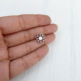 small silver nose stud floral design