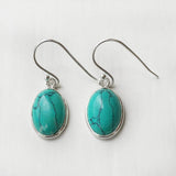 turquoise gemstone oval earrings sterling silver